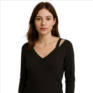 Guess long sleeve black top, cold shoulder style, size small